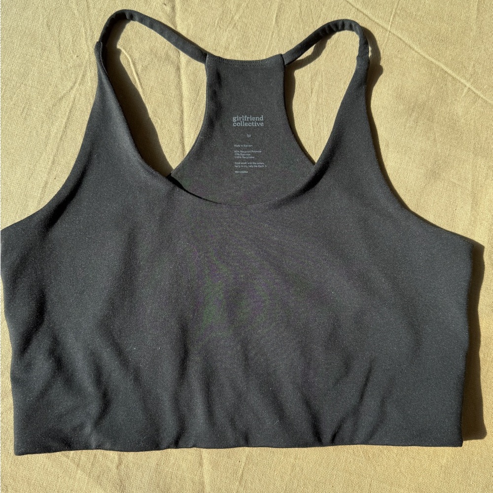 Girlfriend Collective Black Racerback Sports Bra Size Medium